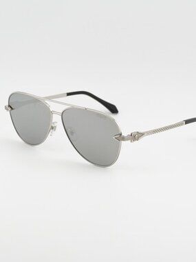 Versace VE2283 10006G Sunglasses Silver Aviator Frame, Grey Mirror Lenses